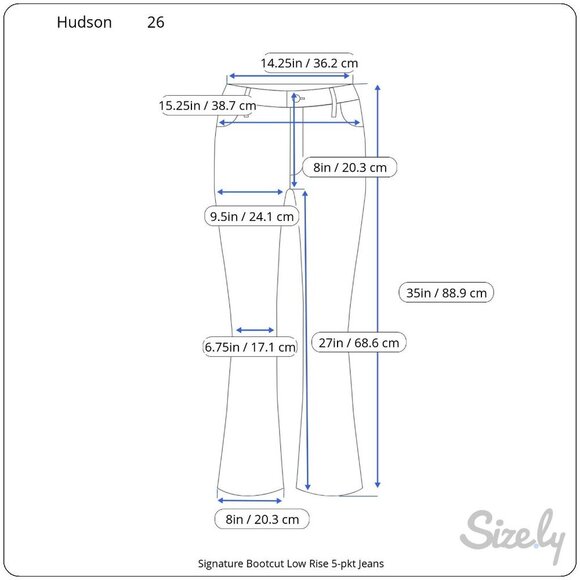Ladies Hudson Signature Bootcut Low Rise 5-Pocket Jeans Washed Denim Size 26 - Picture 12 of 12